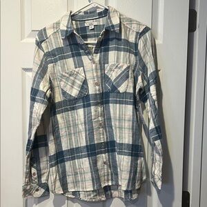 Croft & Barrow Blue and White Plaid Button Down Shirt